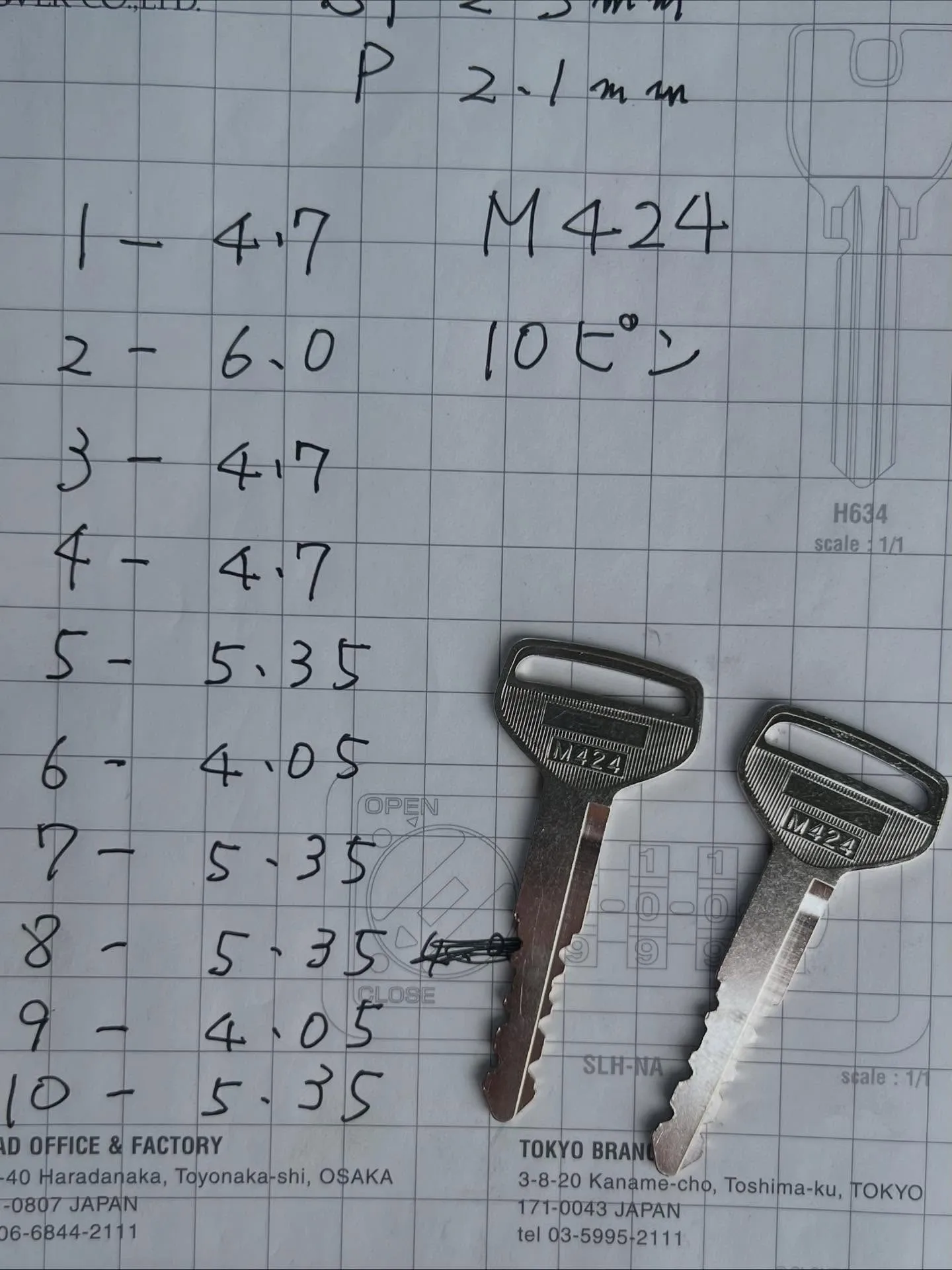 【本日の鍵作成対応】